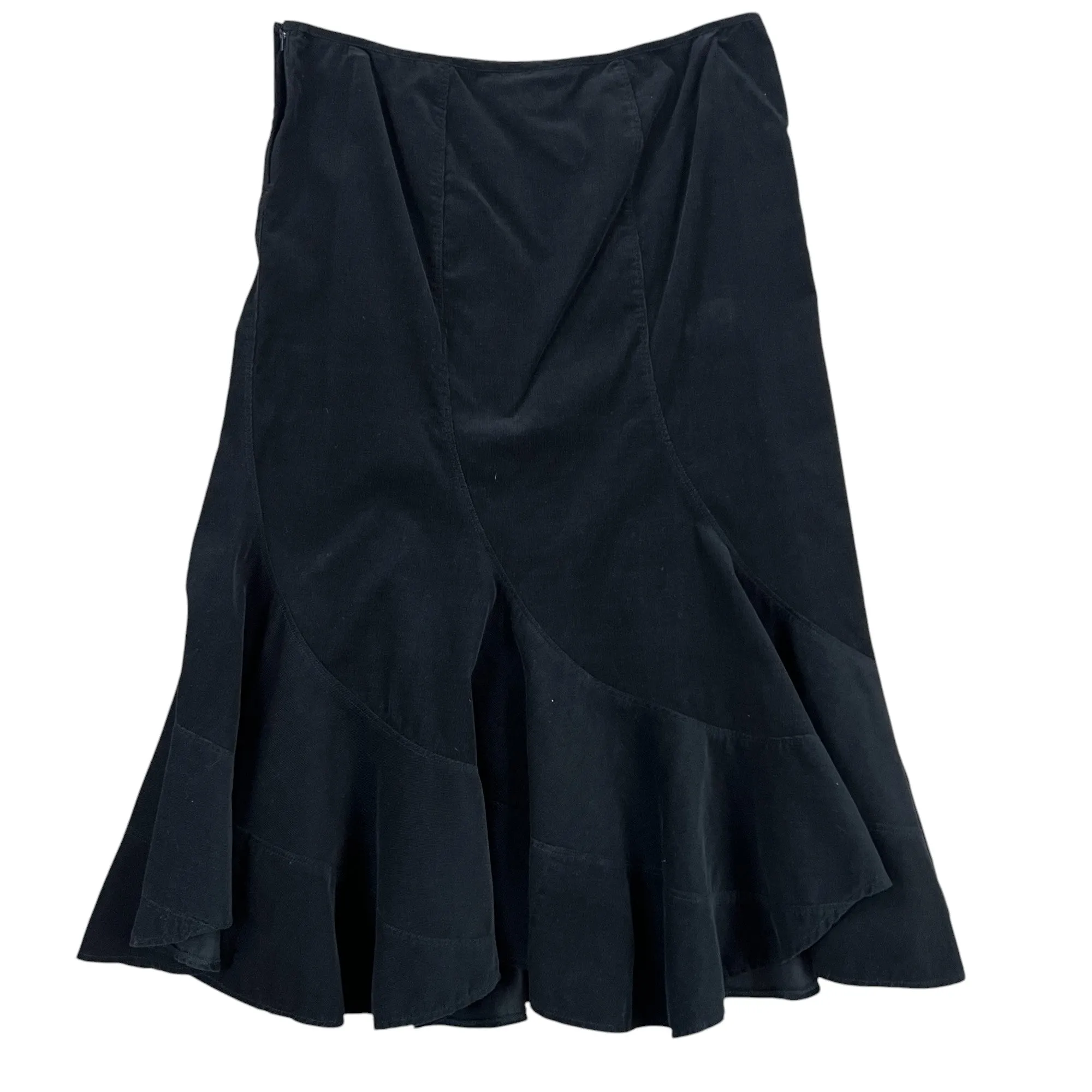 100% Cotton Black Fit & Flare Midi Skirt Size 16