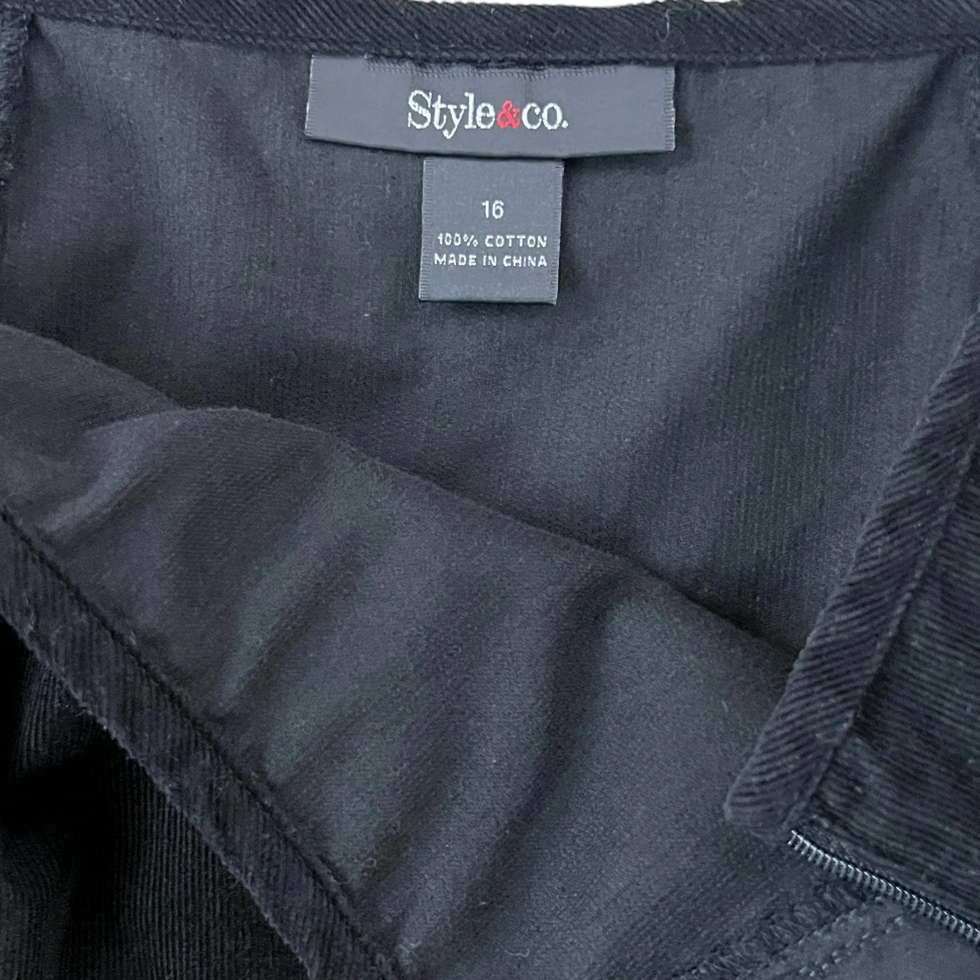 100% Cotton Black Fit & Flare Midi Skirt Size 16