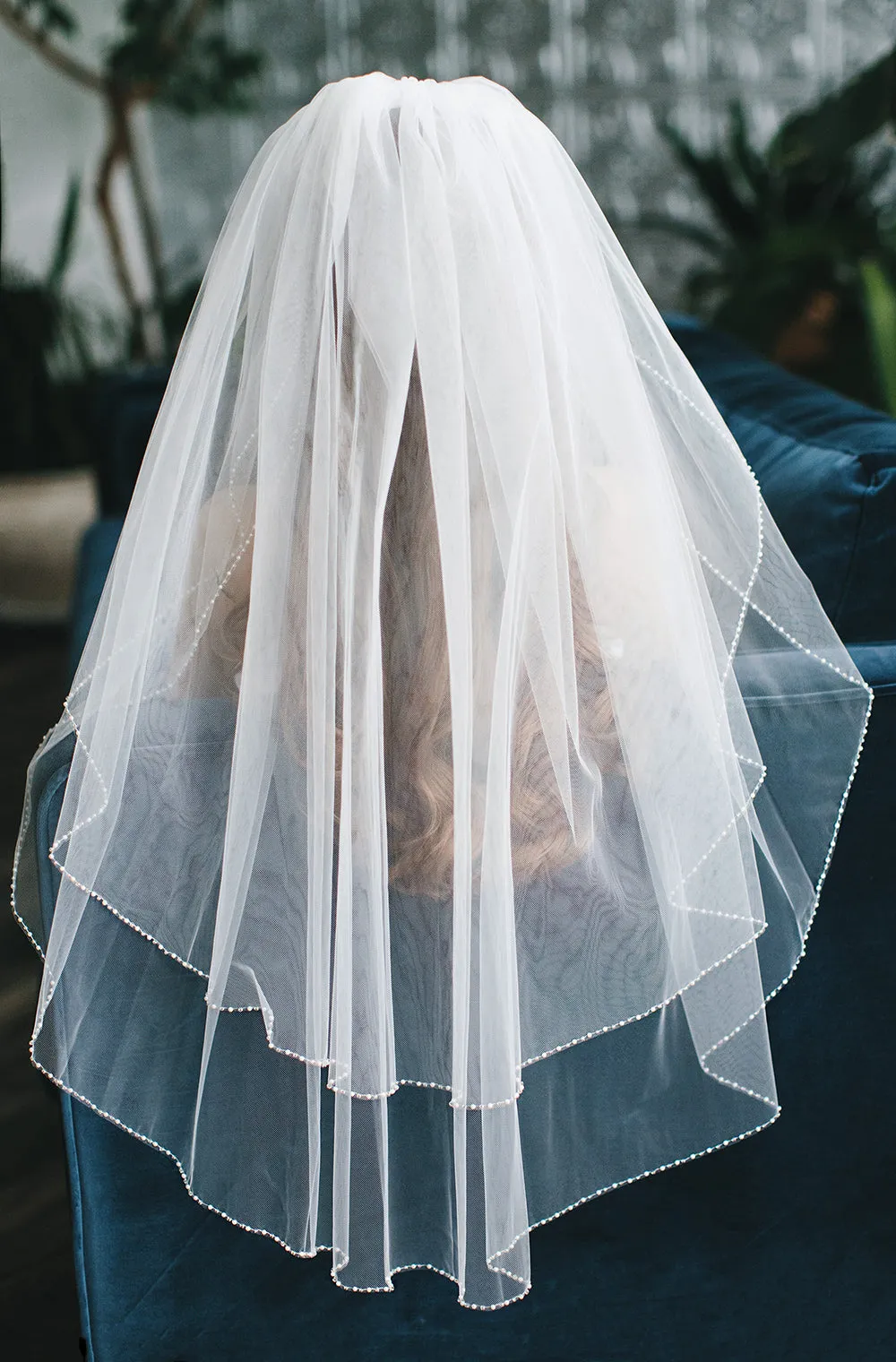 2 Layer Simple Pearl Edge Bridal Veil