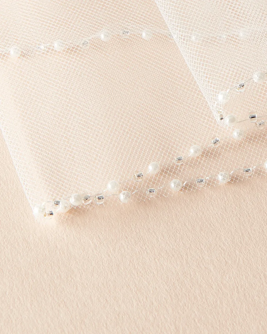 2 Layer Simple Pearl Edge Bridal Veil