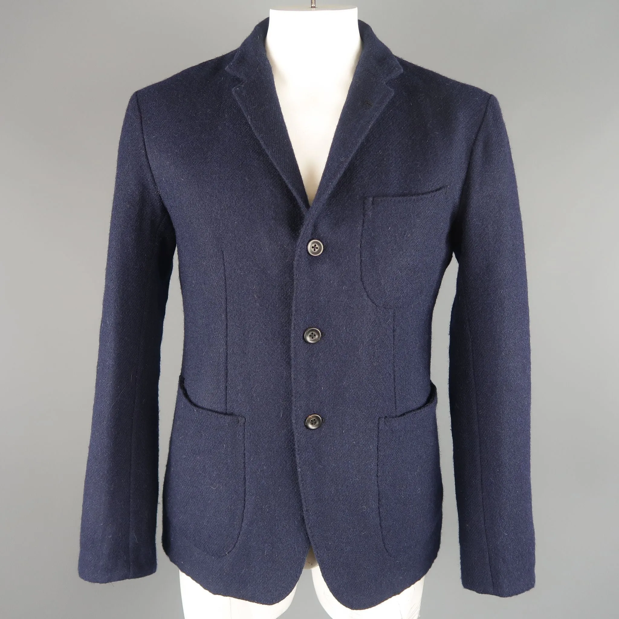45rpm L-XL / JP 5 Navy Wool Twill Patch Pocket Soft Shoulder Jacket