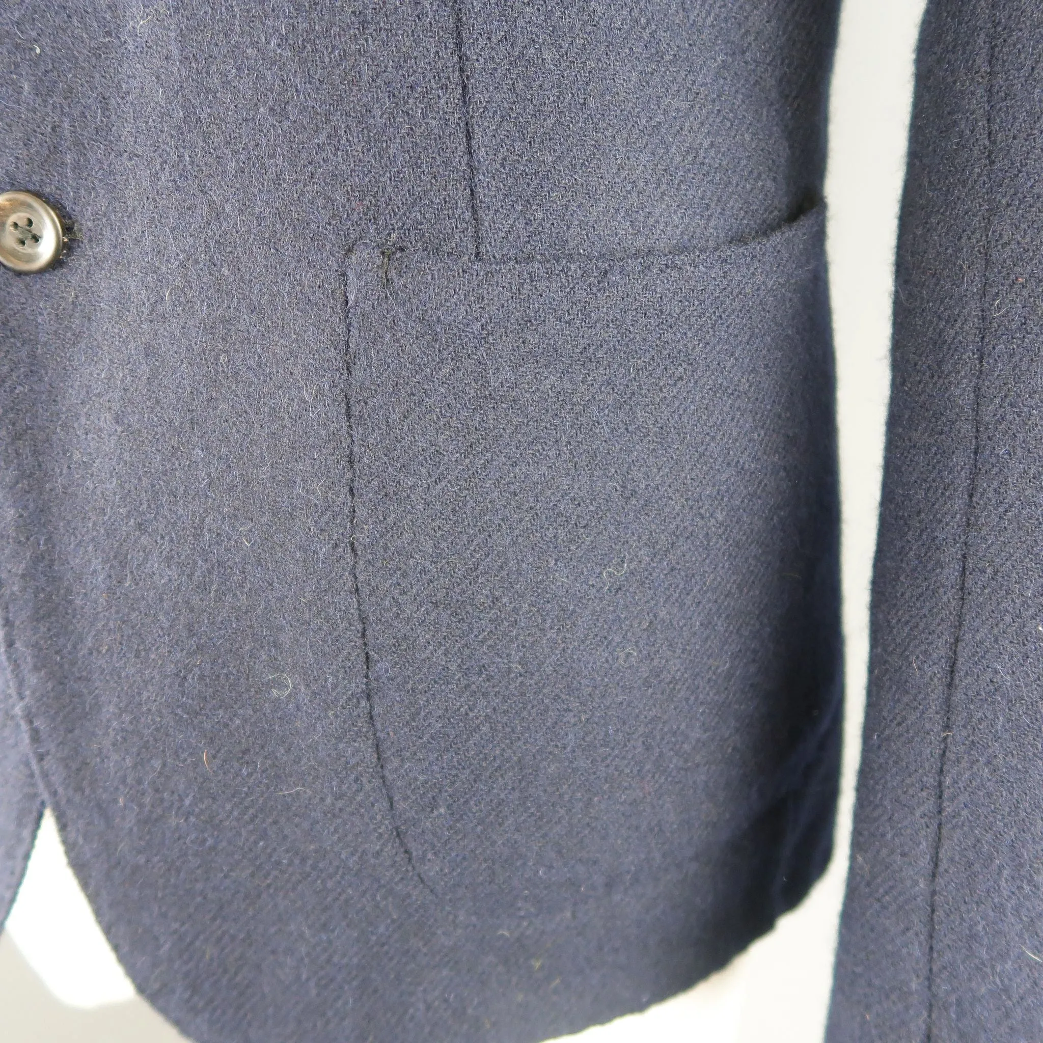 45rpm L-XL / JP 5 Navy Wool Twill Patch Pocket Soft Shoulder Jacket