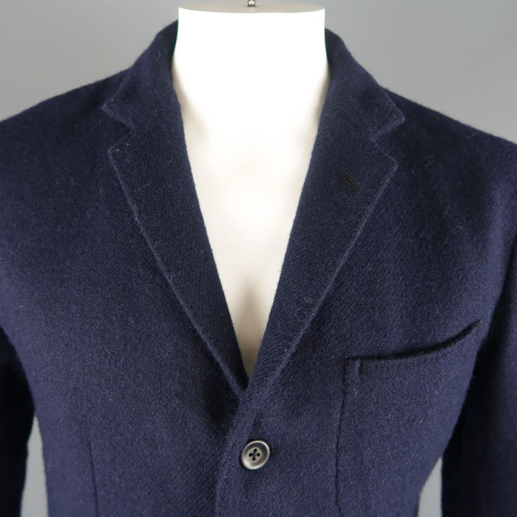 45rpm L-XL / JP 5 Navy Wool Twill Patch Pocket Soft Shoulder Jacket
