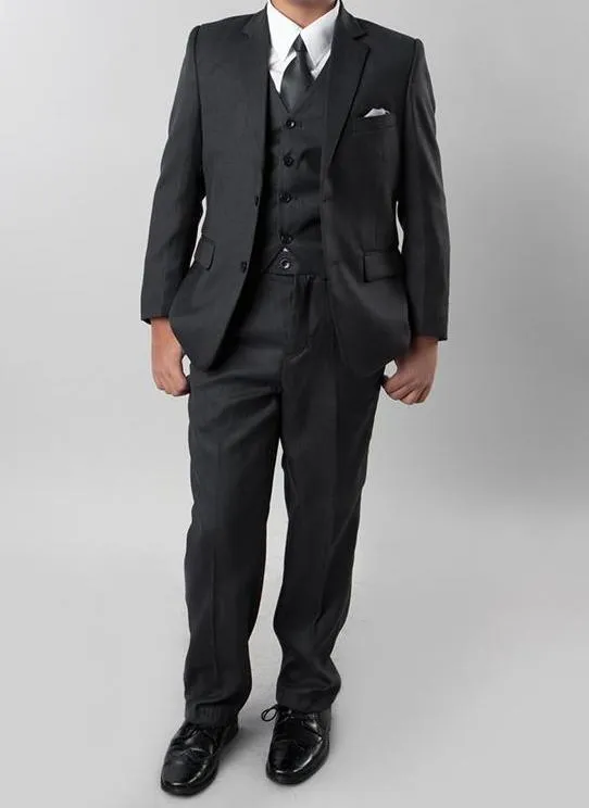 (8H, 12H) Classic Boy Suit 5 Piece Set Gray