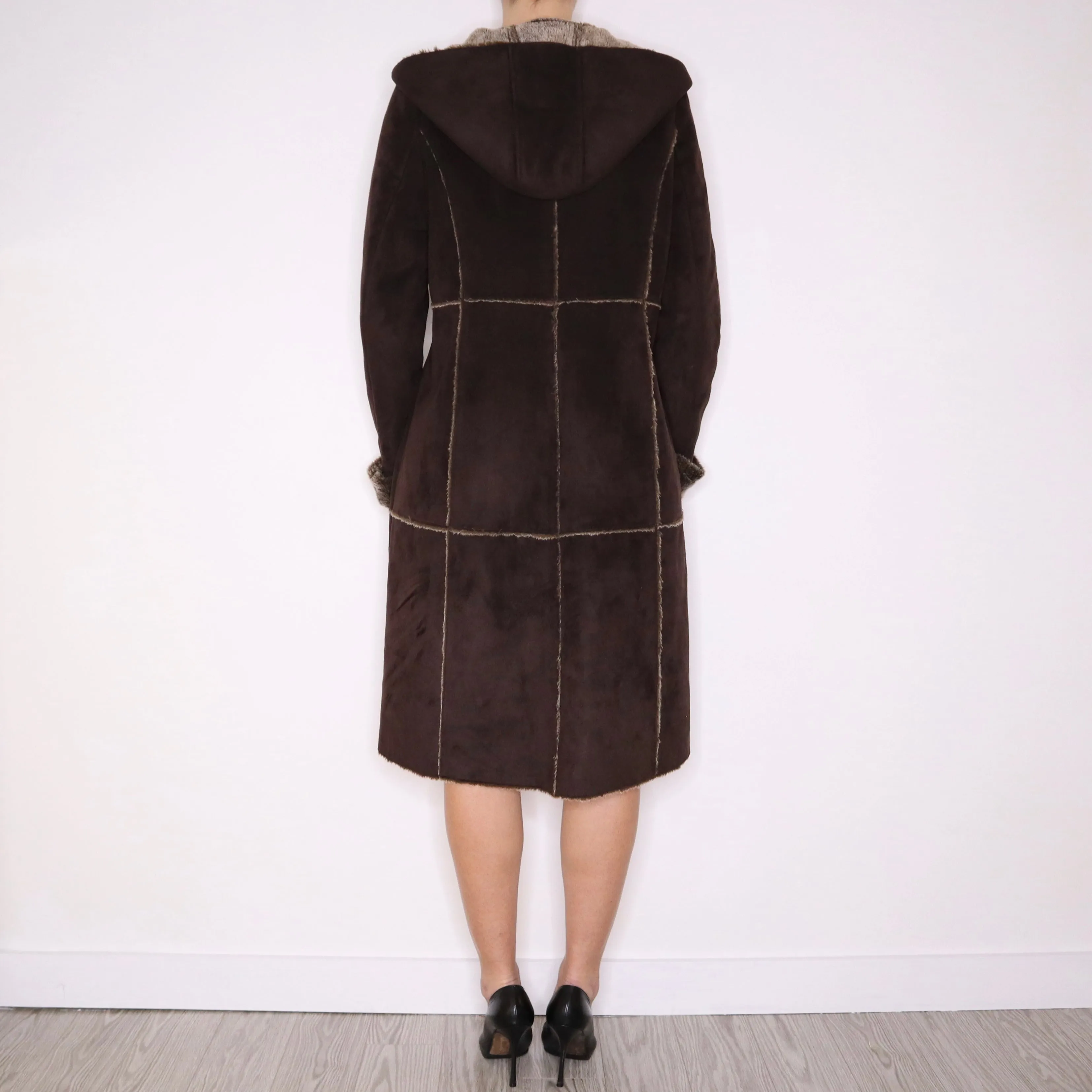 90s Brown Faux Fur Coat (L)
