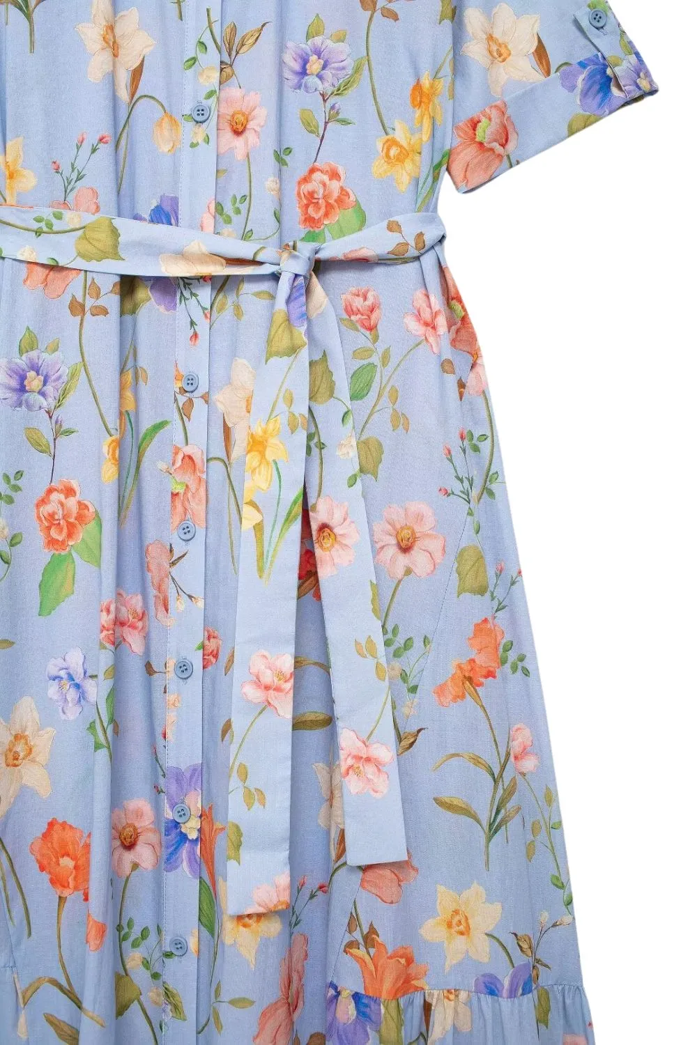 'Aria' Minimalist Floral Print Midi Dress