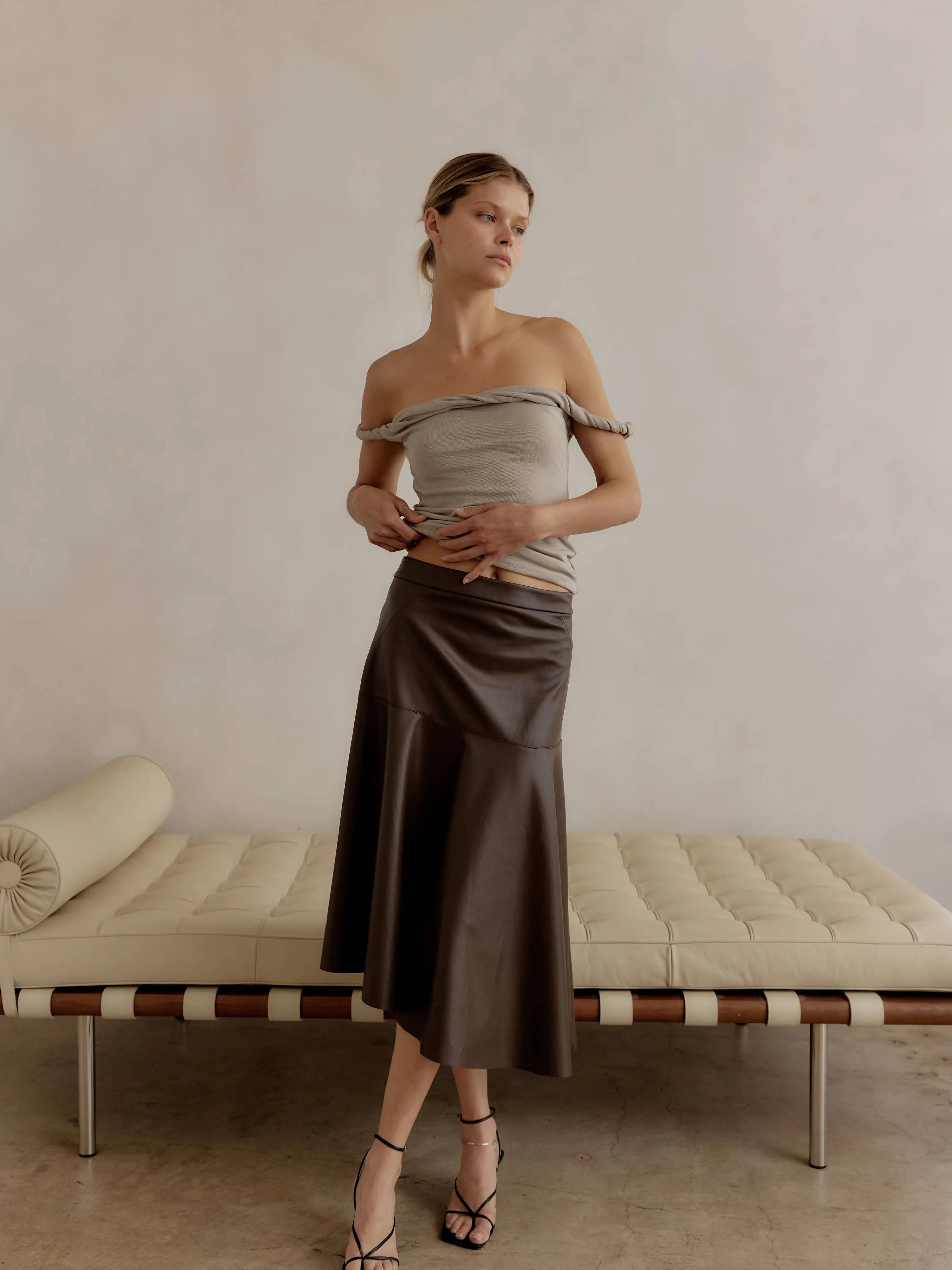 Asymmetrical Faux Leather Skirt