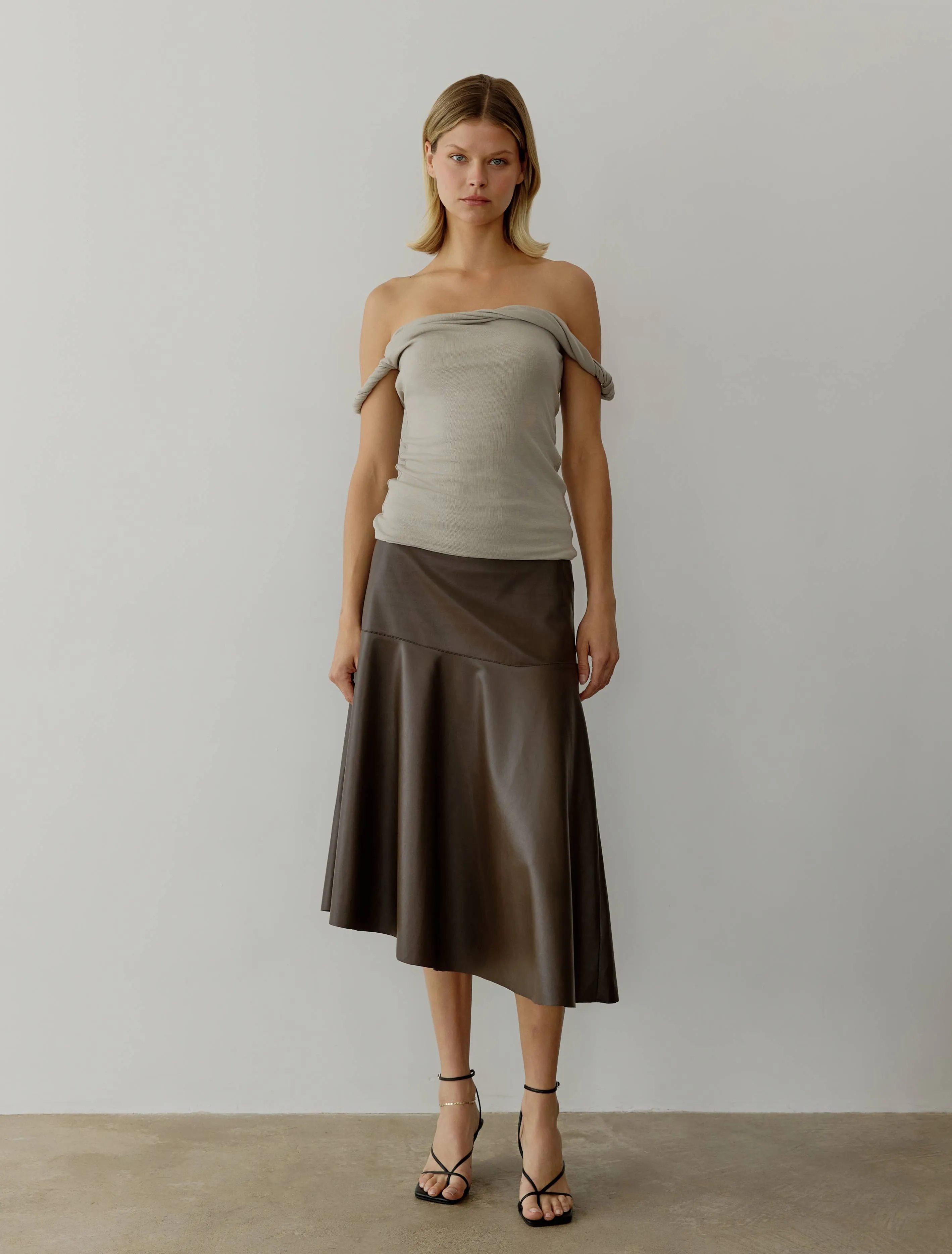 Asymmetrical Faux Leather Skirt