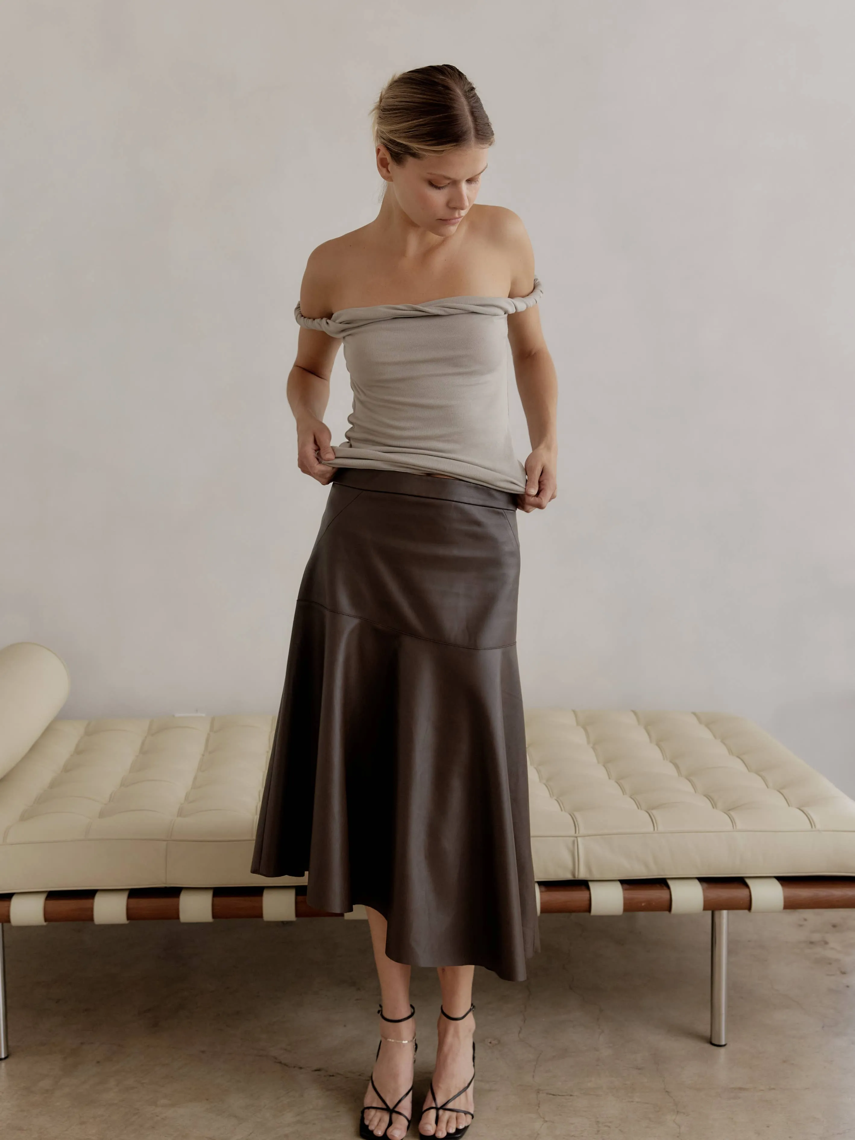 Asymmetrical Faux Leather Skirt