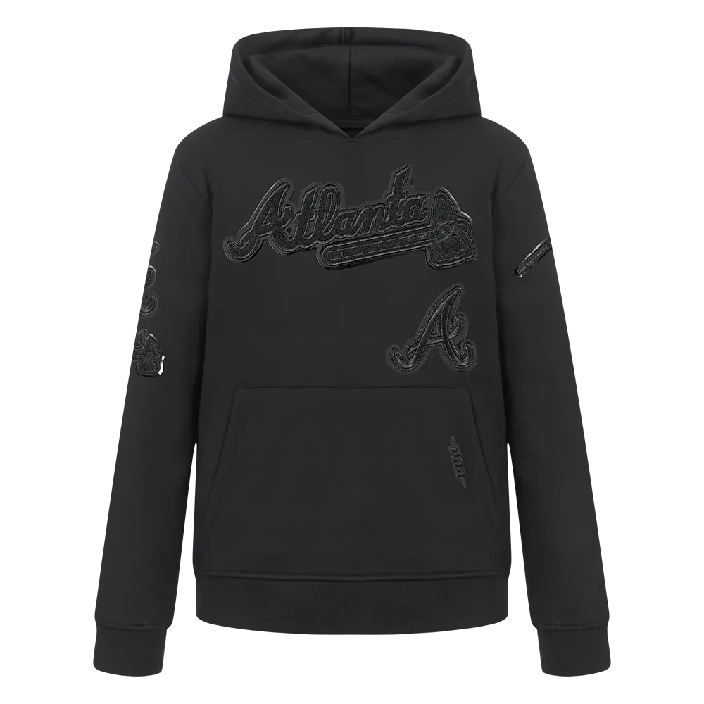 ATLANTA BRAVES TRIPLE BLACK LITTLE BOYS FLC PO HOODIE (BLACK)