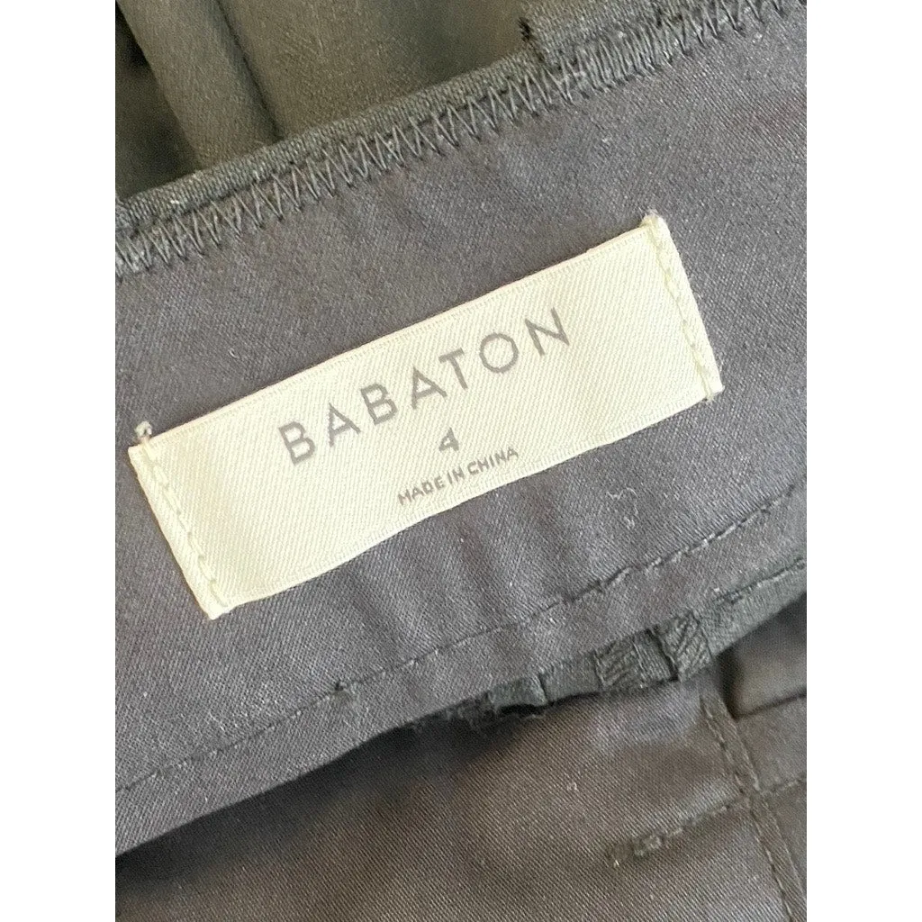 BABATON Women's Black Solid Meta High-Rise Regular Straight-Leg Long Pant SZ 4
