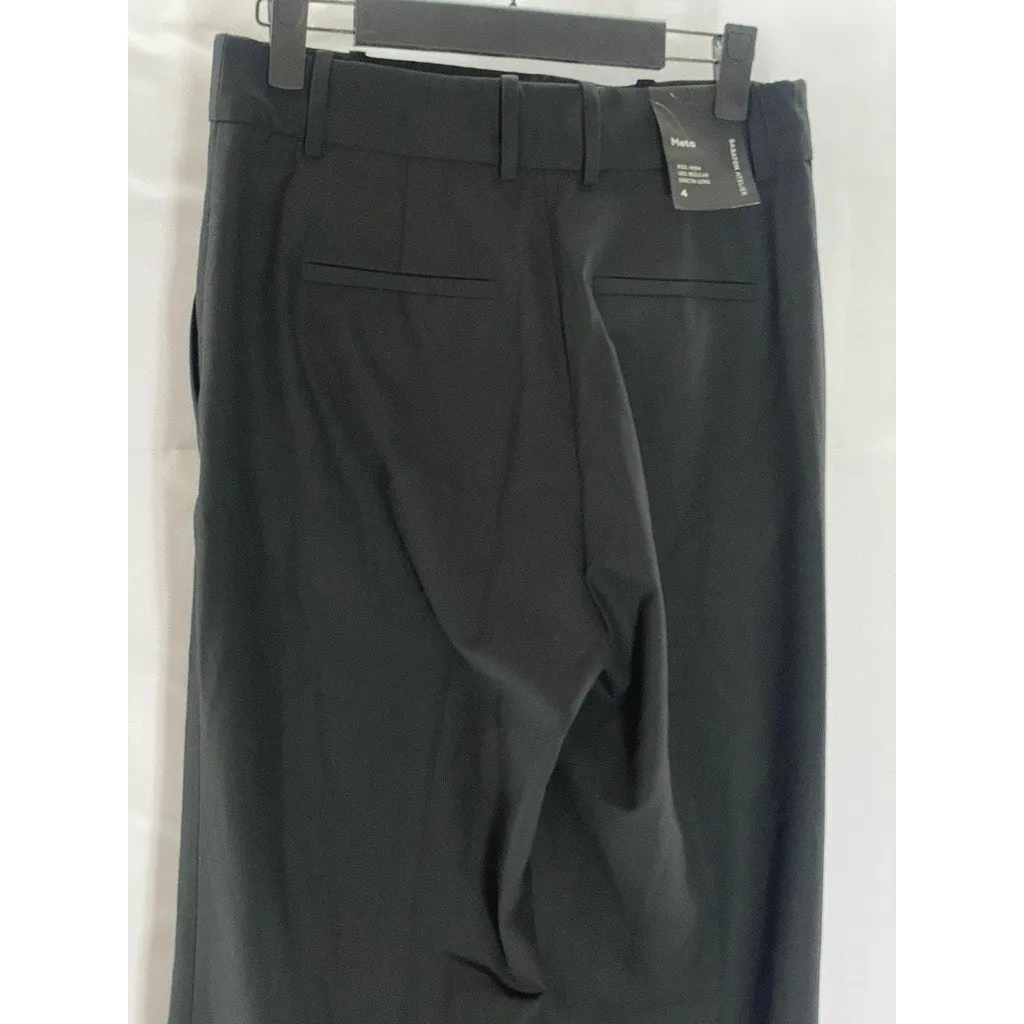 BABATON Women's Black Solid Meta High-Rise Regular Straight-Leg Long Pant SZ 4