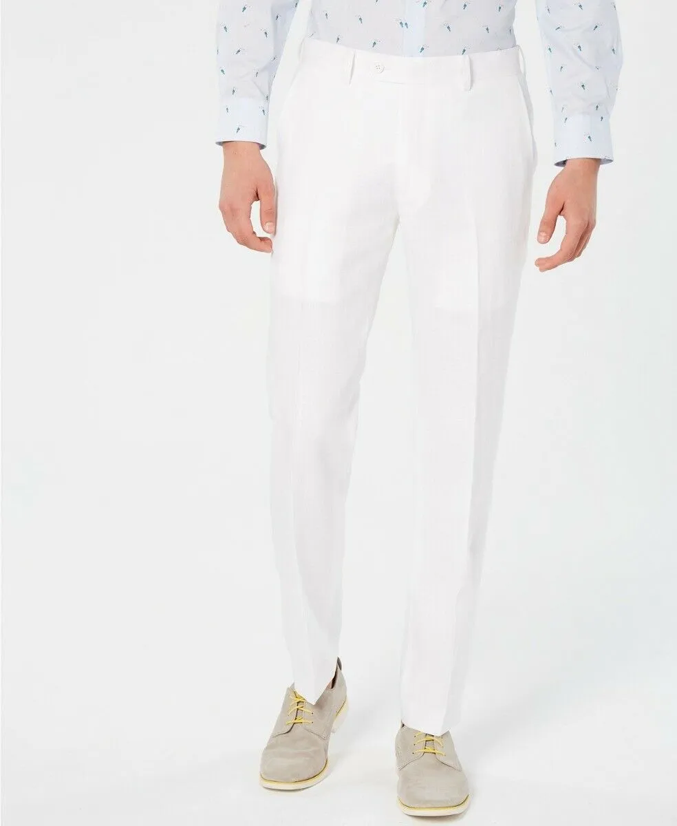 Bar Iii Mens Slim fit Dress Pants 32 / 32 White Solid