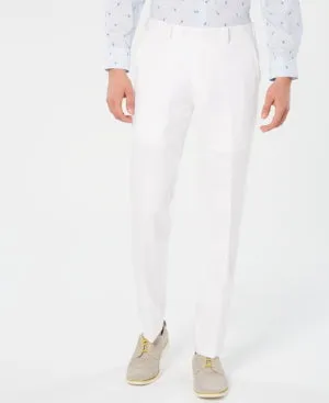 Bar Iii Mens Slim fit Dress Pants 32 / 32 White Solid
