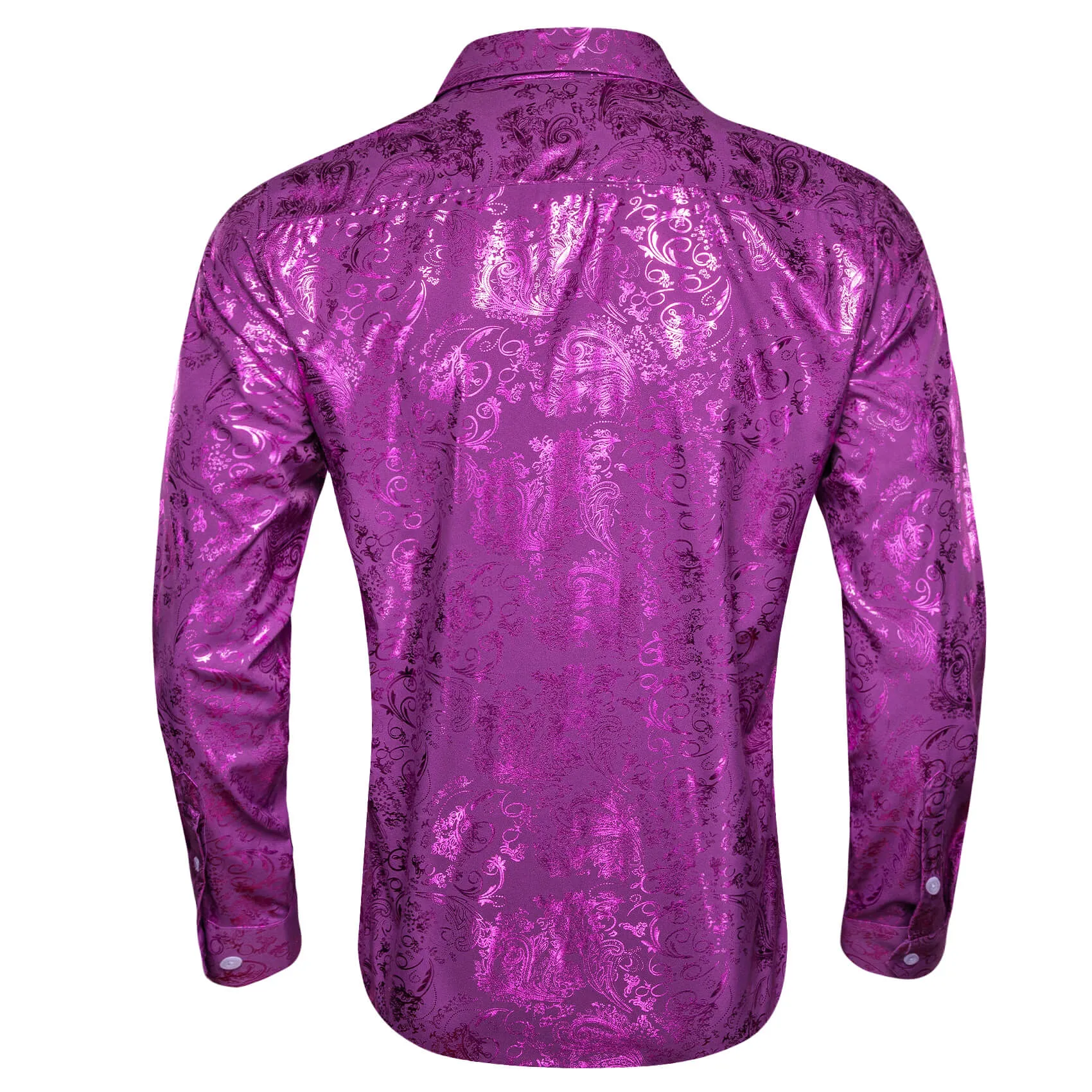 Barry.wang Men's Shirt Orchid Purple Bronzing Jacquard Floral Silk Shirt