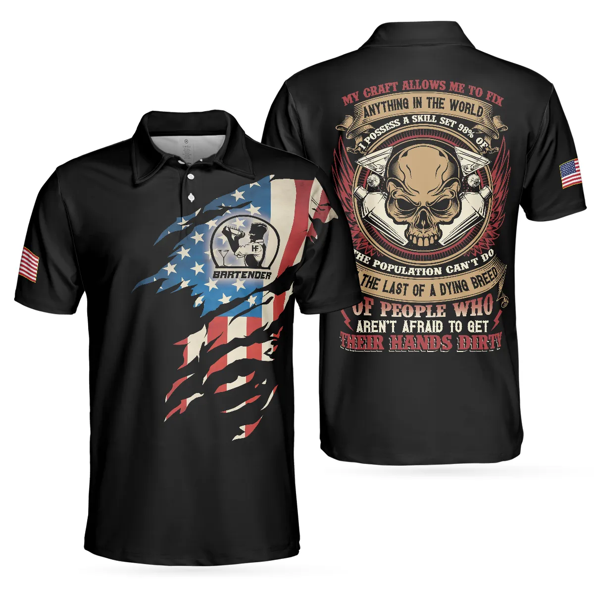 Bartender My Craft Allows Me To Fix Anything Polo Shirt, Ripped American Flag Polo Shirt, Best Bartender Shirt For Men