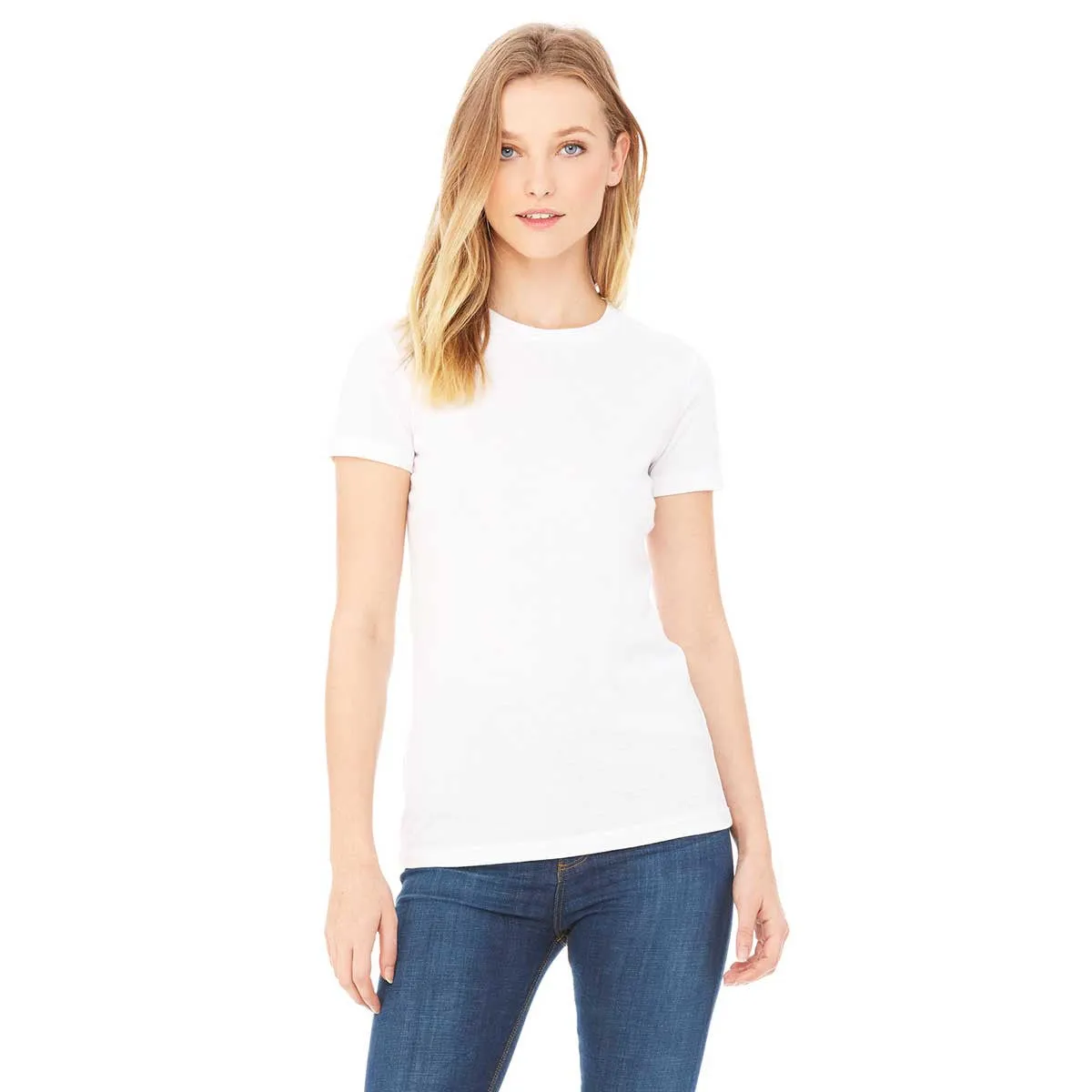 Bella   Canvas Women's Solid White Blend Jersey Short-Sleeve T-Shirt