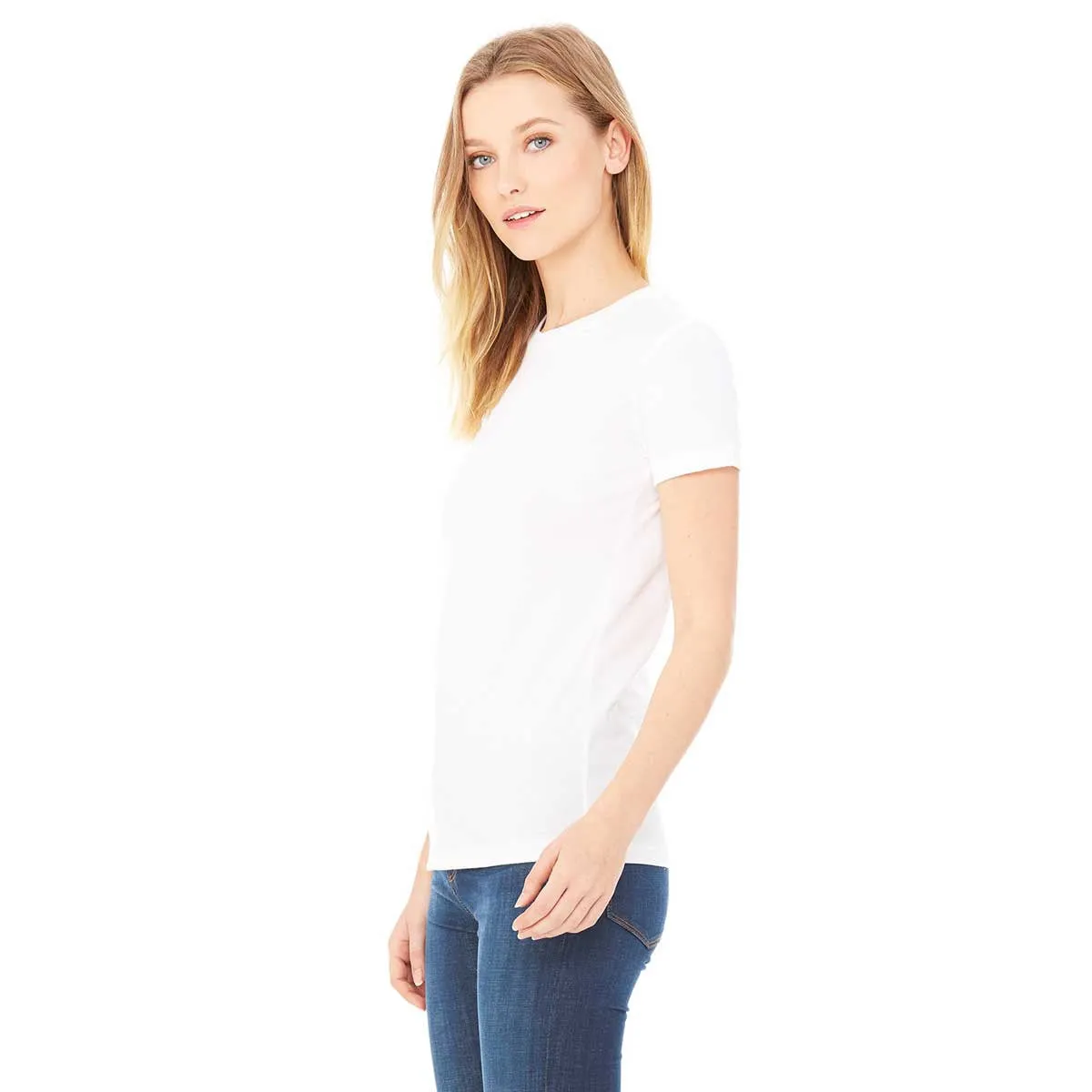 Bella   Canvas Women's Solid White Blend Jersey Short-Sleeve T-Shirt