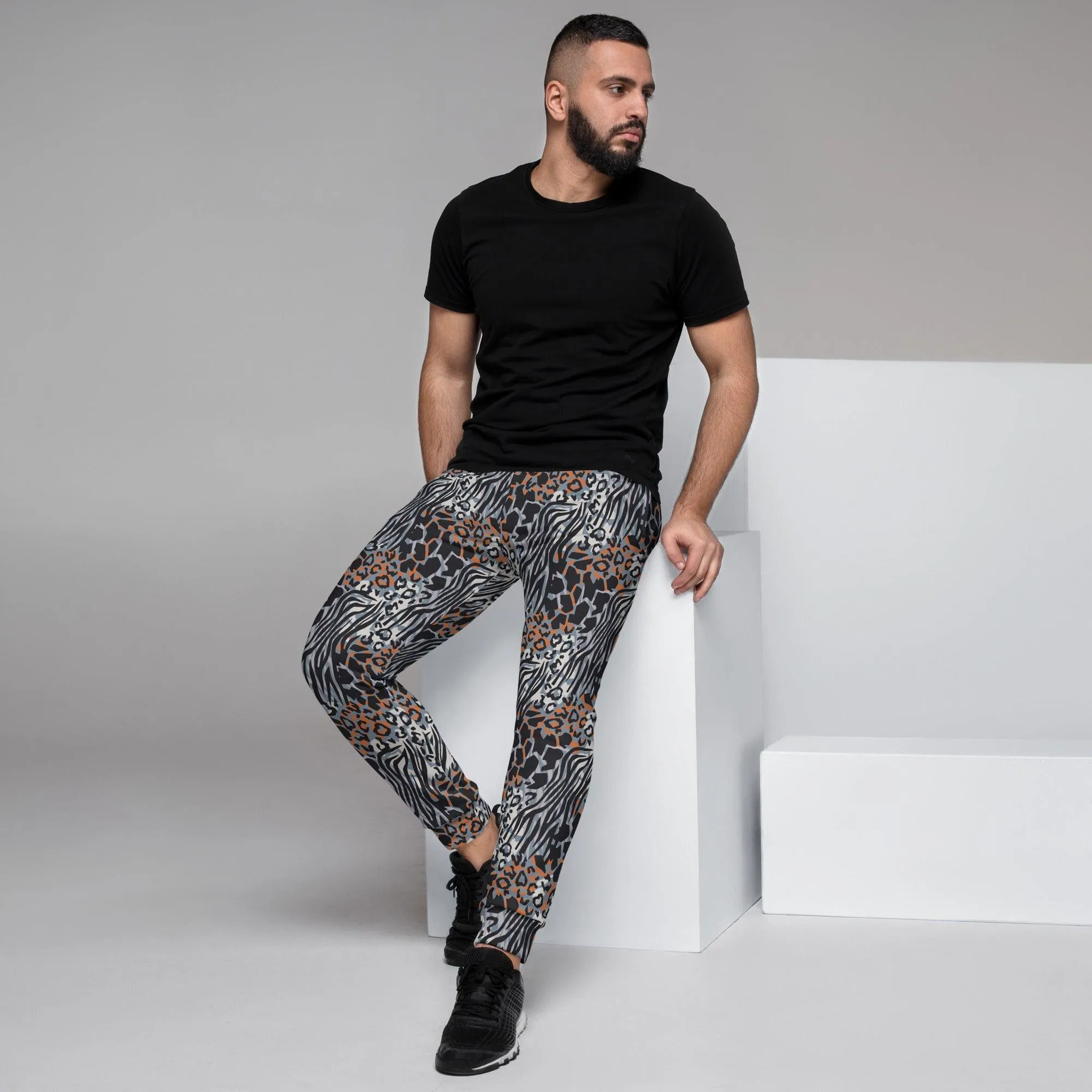 Blue Animal Print Men's Street Joggers