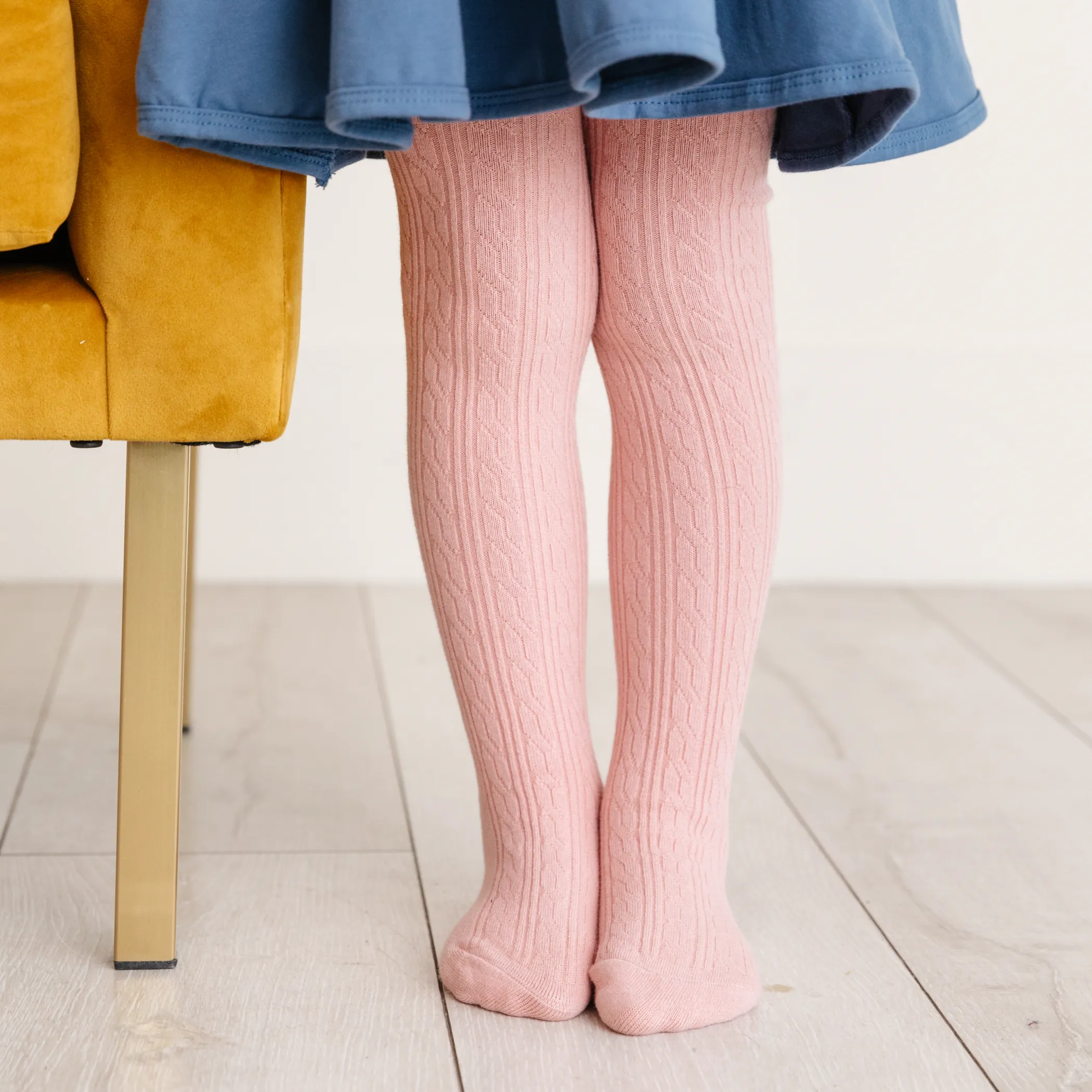 Blush Pink Cable Knit Tights