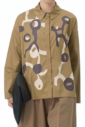 Bond Print Full Sleeve Camel Shirt