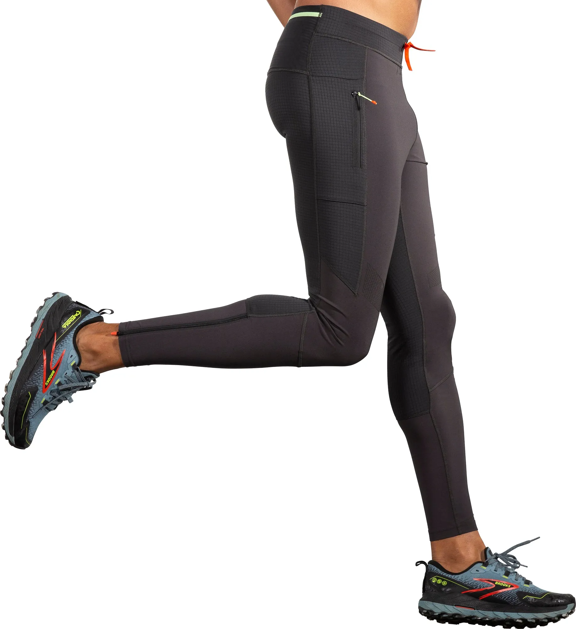 Brooks High Point Mens Long Running Tights - Grey