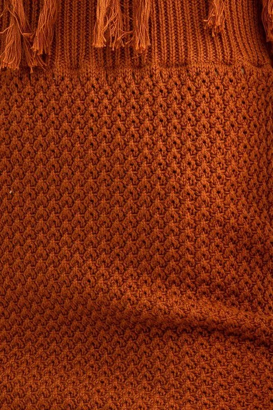 Brown Tassle Detail Sweater Midi Skirt