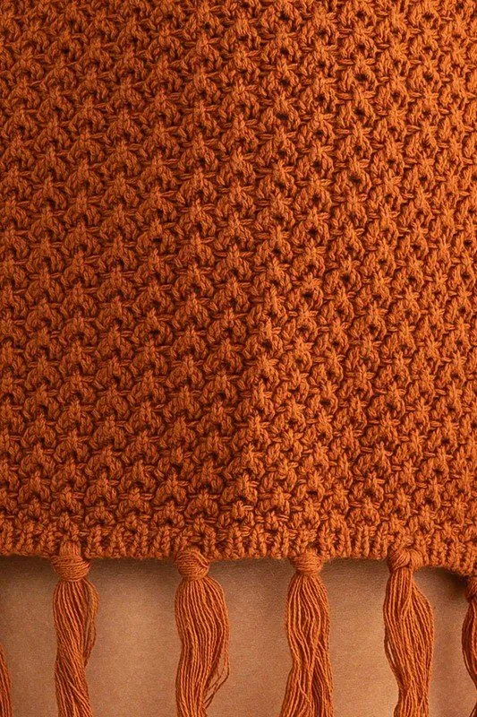Brown Tassle Detail Sweater Midi Skirt