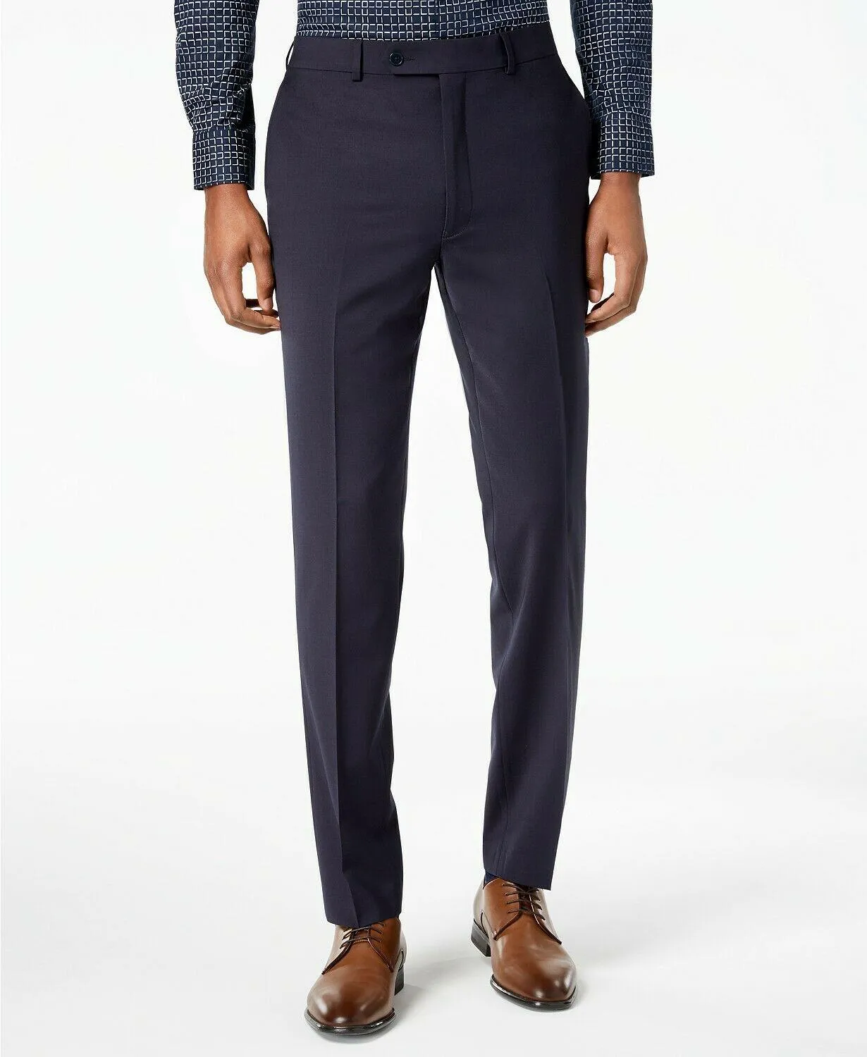 Calvin Klein Mens Skinny fit Dress Pants 36 / 32 Blue Solid Stretch