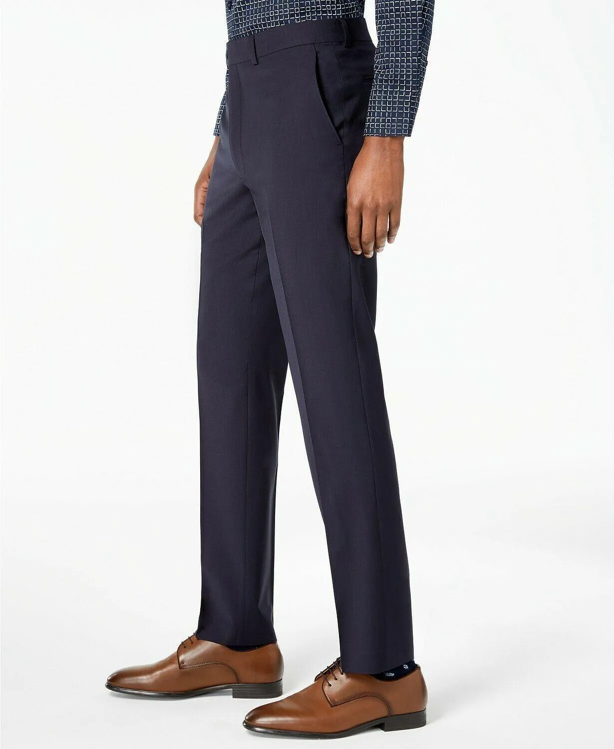 Calvin Klein Mens Skinny fit Dress Pants 36 / 32 Blue Solid Stretch