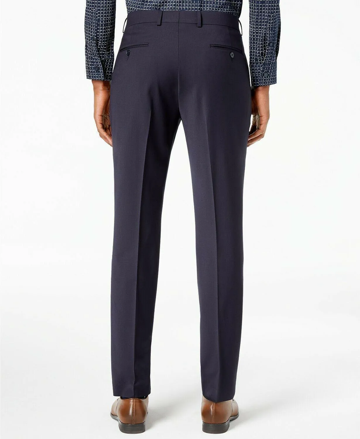 Calvin Klein Mens Skinny fit Dress Pants 36 / 32 Blue Solid Stretch