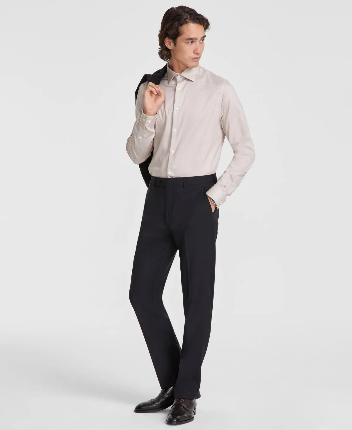 Calvin Klein Mens Slim fit Dress Pants 30 / 30 Black Solid Stretch