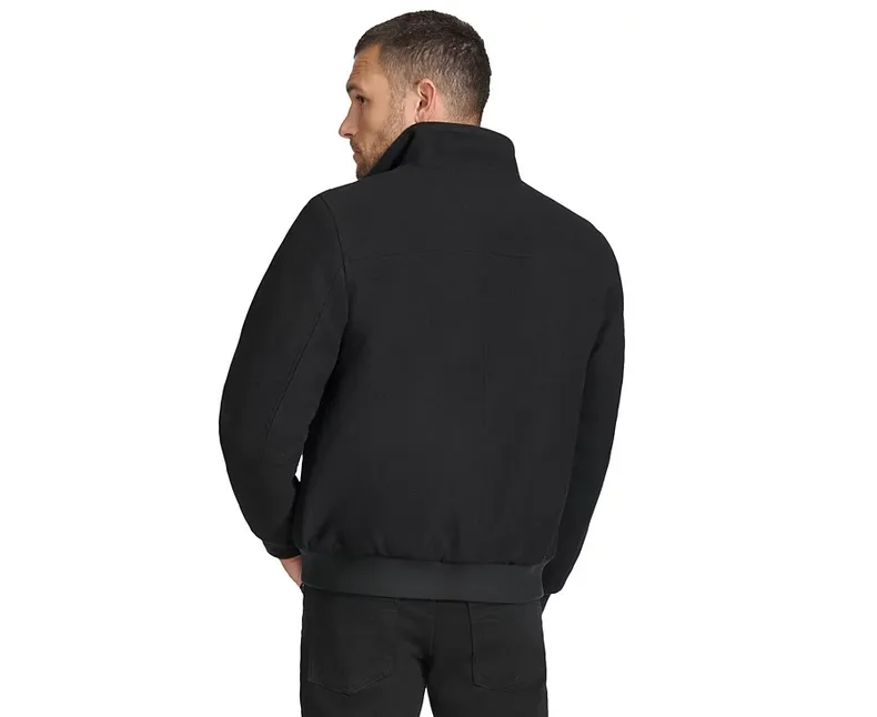 Calvin Klein Men's Wool Bomber Jacket With Knit Trim Black 2XL