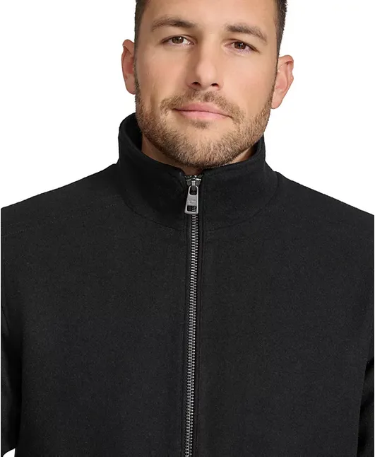 Calvin Klein Men's Wool Bomber Jacket With Knit Trim Black 2XL
