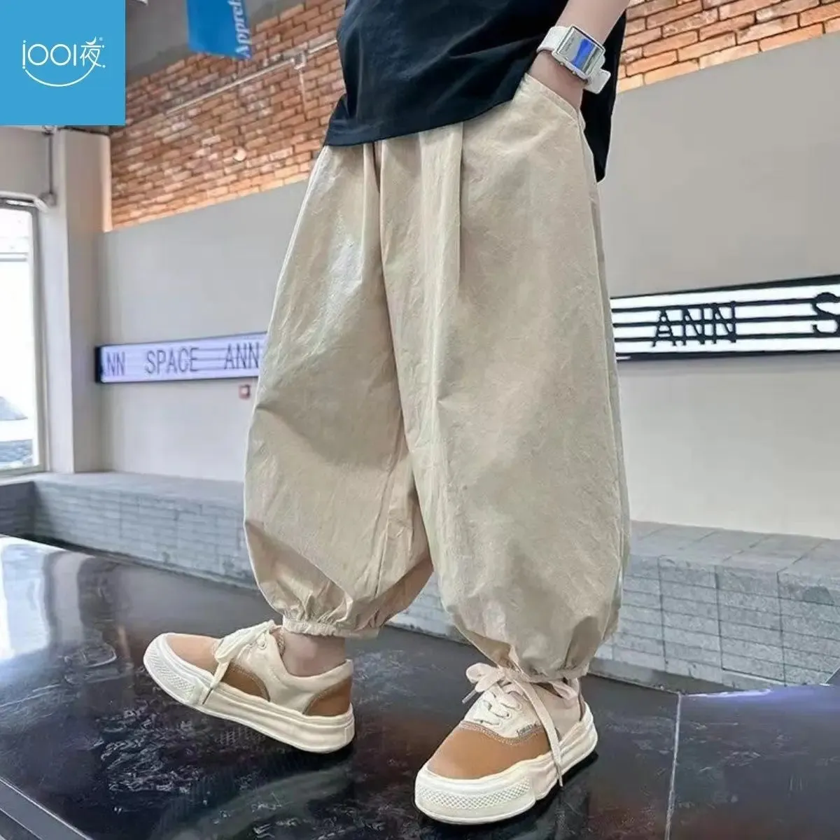 Children's Trousers Spring and Autumn Thin Style Fashion Korean Anti-mosquito Draw Leg Bloomers Casual Loose Simple Boys Girls