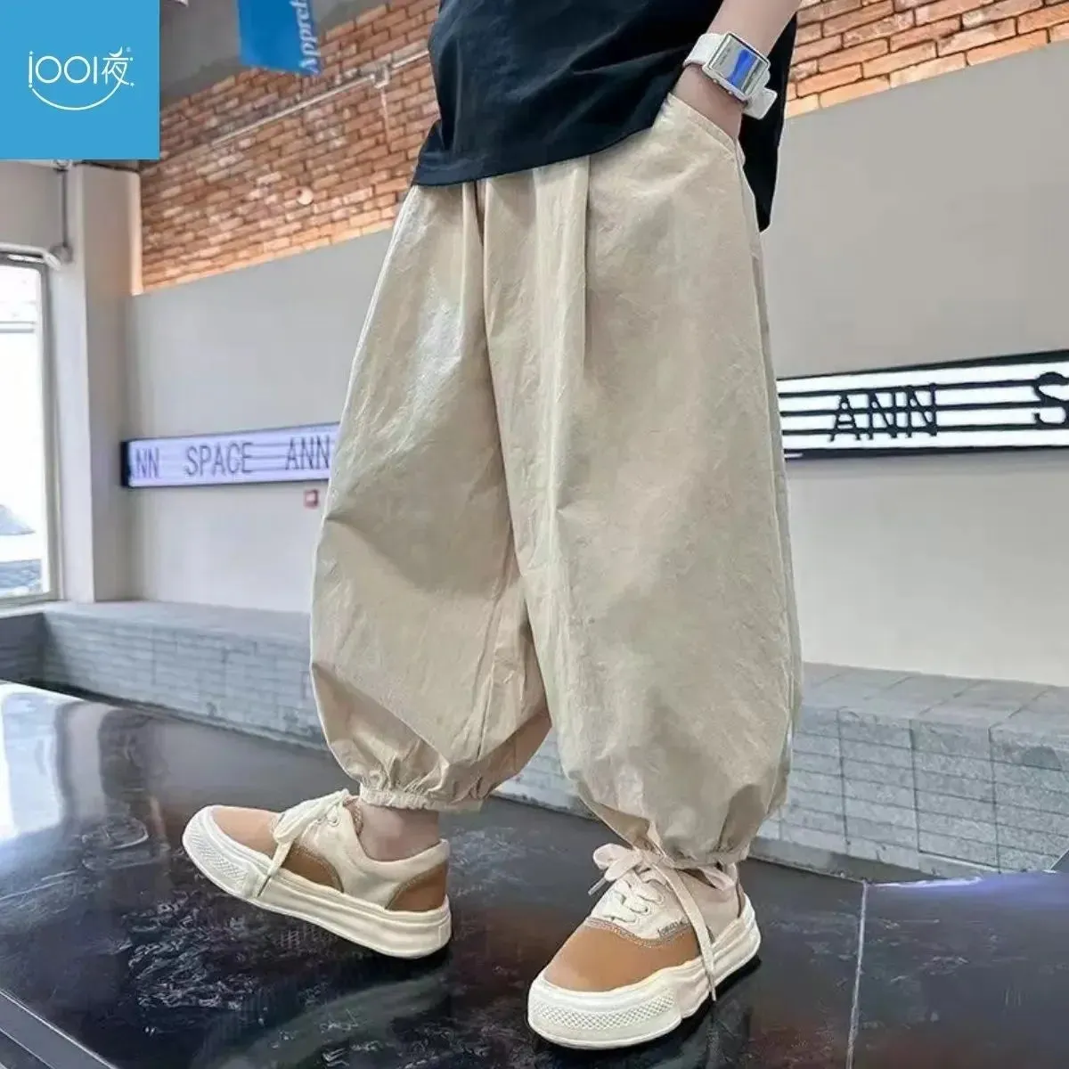Children's Trousers Spring and Autumn Thin Style Fashion Korean Anti-mosquito Draw Leg Bloomers Casual Loose Simple Boys Girls