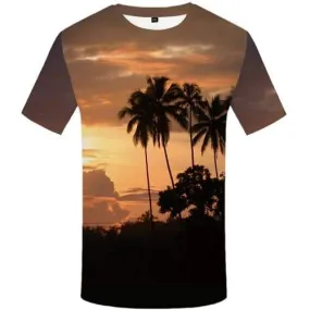 Coconut Tree T-shirt Men Cloud T shirts Funny Harajuku Tshirts Cool Forest Tshirts Novelty Tropical T-shirts 3d Short Sleeve