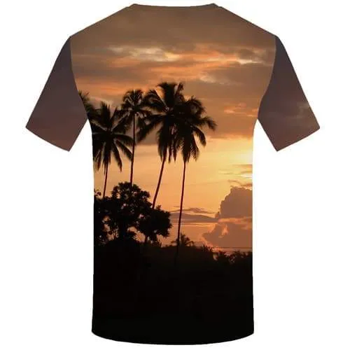 Coconut Tree T-shirt Men Cloud T shirts Funny Harajuku Tshirts Cool Forest Tshirts Novelty Tropical T-shirts 3d Short Sleeve