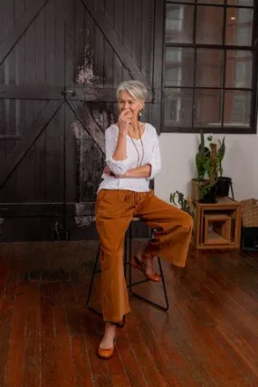 Corduroy Drawstring Wide Pants - Frederic