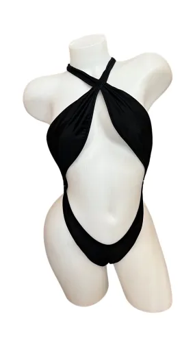 Cross Shoulder Bodysuit Black