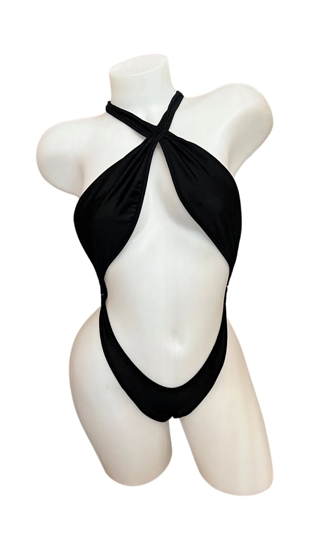 Cross Shoulder Bodysuit Black