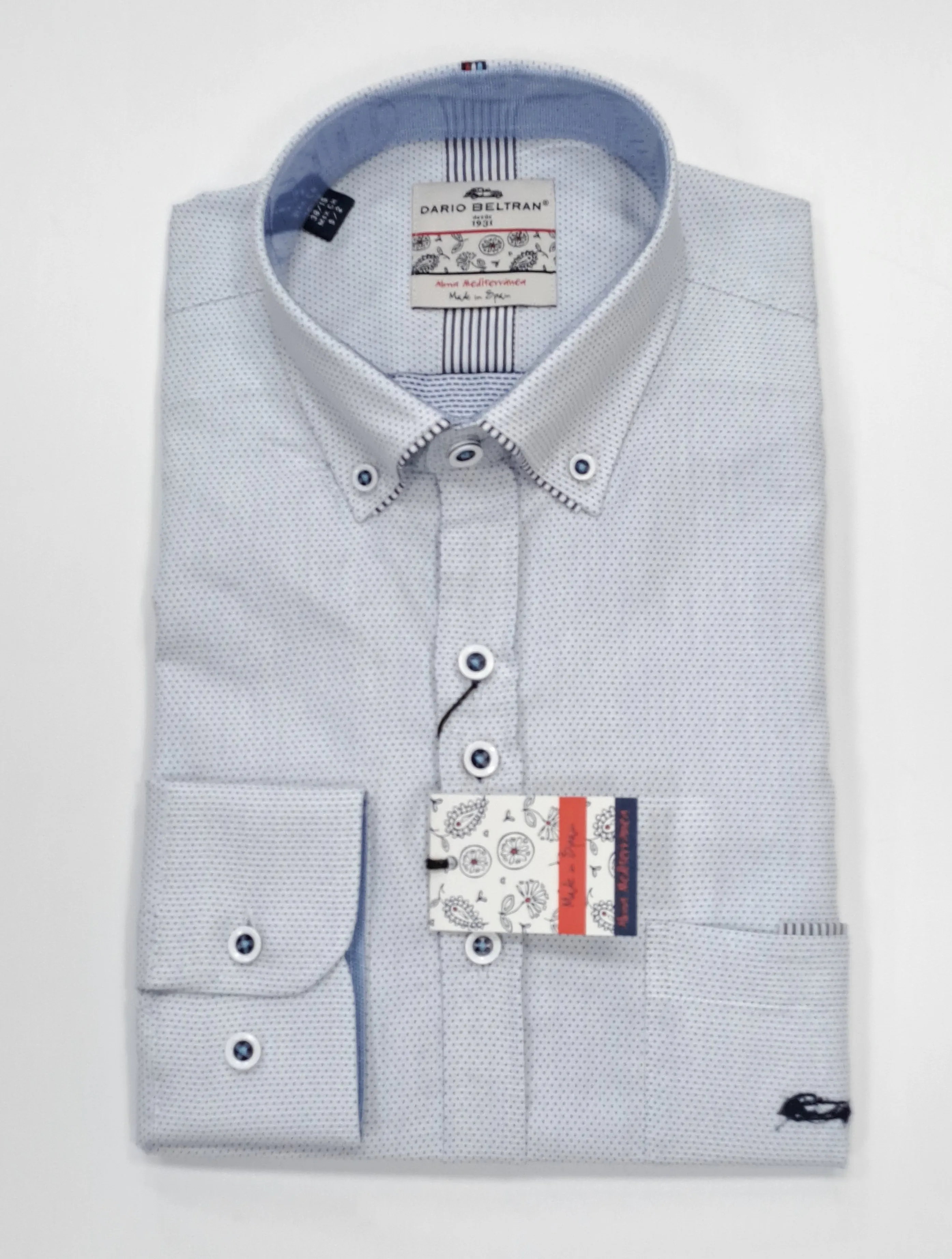 Dario Beltran Pueyo Long Sleeve Casual Shirt - Blue
