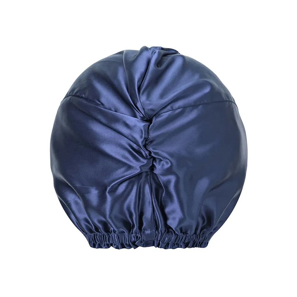Double Layer Silk Bonnet - Navy Blue