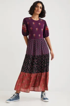 Dover Romantic Floral Purple Maxi Dress with Tiered Skirt Desigual Style 21WWVK36