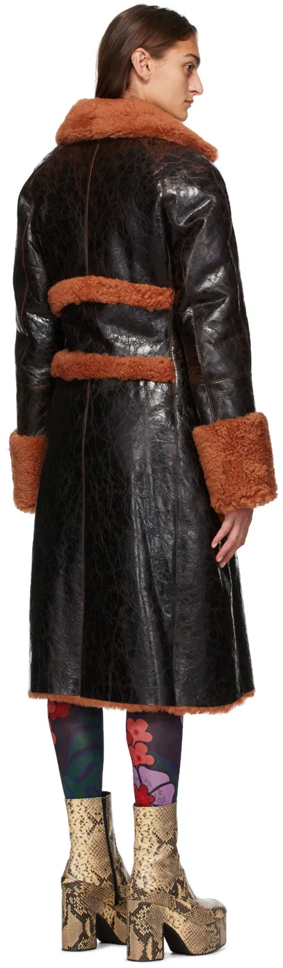 Dries Van Noten Brown Shearling Coat