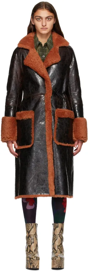 Dries Van Noten Brown Shearling Coat