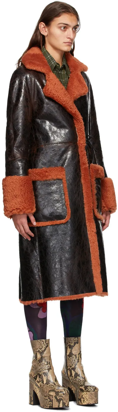 Dries Van Noten Brown Shearling Coat