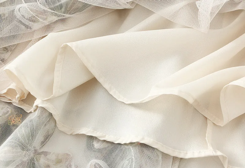 Exquisite Floral Sequined Fairy Gauze Skirt