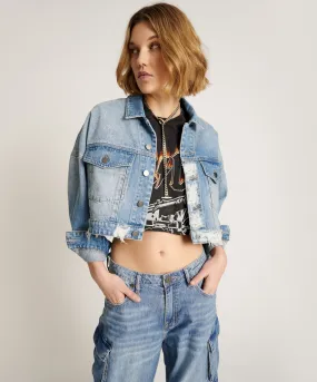 Faded Blue Cropped Denim Jacket