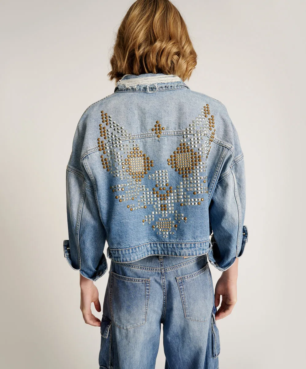 Faded Blue Cropped Denim Jacket